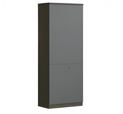 Moderní šedá kancelářská skříň s uzavíratelnými dveřmi