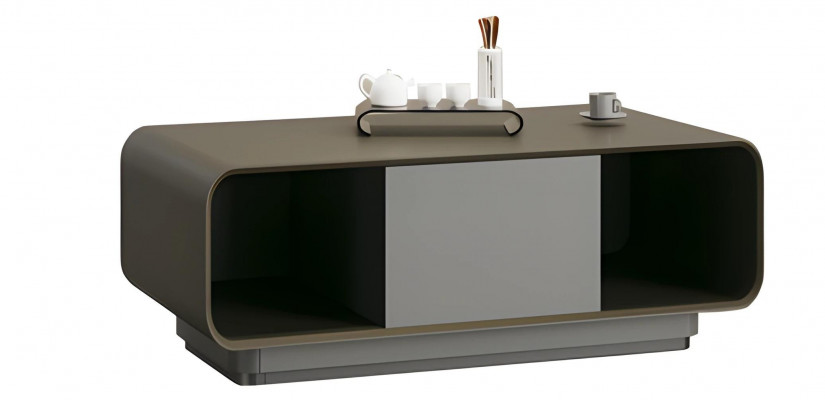 Moderní konferenční stůl v černém a šedém designu s úložným prostorem