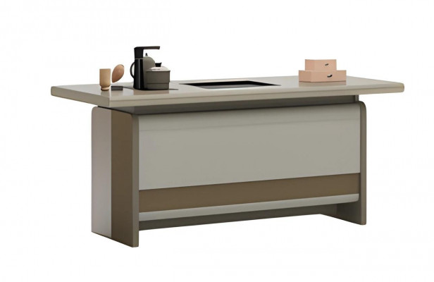 Moderní hnědý stůl s praktickým úložným prostorem a elegantním designem