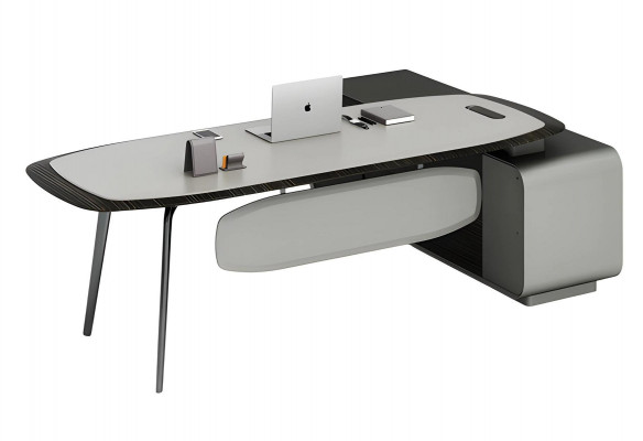 Moderní černý a šedý stůl s elegantním designem a úložným prostorem