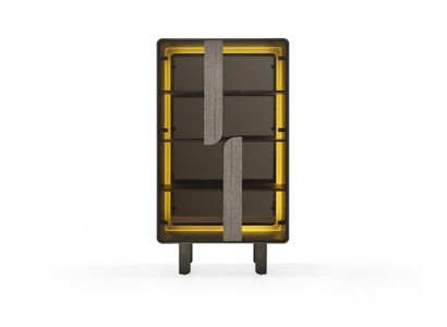 Holz Vitrine in Beige modern elegante Aufbewahrungsschrank