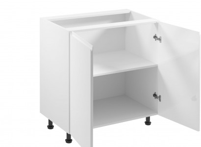 Mobilní kuchyně s lesklými dvojitými dveřmi