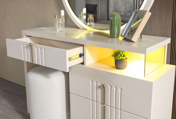 Make-up Tisch Schminktisch inkl. Spiegel kompakt elegant