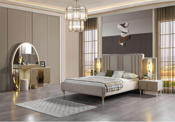 Bett mit Nachttischen Schlafzimmer Set 3-teilig modern