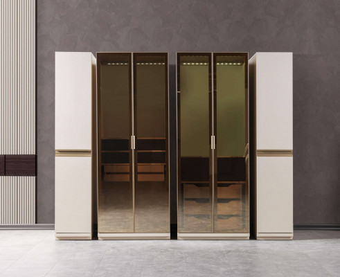 Eckkleiderschrank modern getöntes Glas Schlafzimmer groß Design