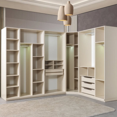 Eckkleiderschrank modern getöntes Glas Schlafzimmer groß Design