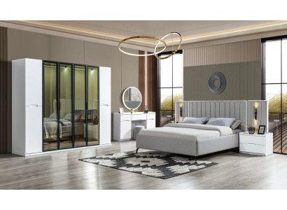 Komplett Schlafzimmer 4tlg Set Bett Schrank Nachttische Holz 6tlg