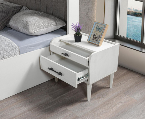 Nachttisch Holz Weiß Schlafzimmer modern kompakt Beistelltisch