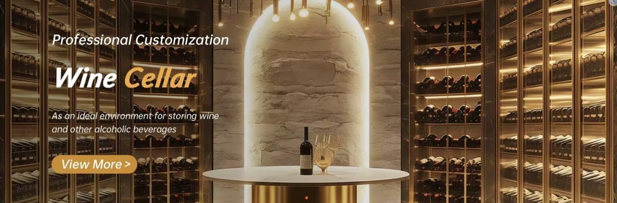 Eleganter Weinschrank aus Edelstahl in Gold mit Dual-Zone-Kühlung