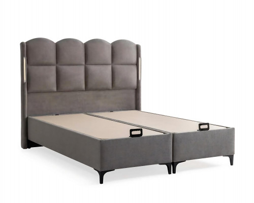 Graues Bett mit Matratze aus Textil und Holz, modernes Design