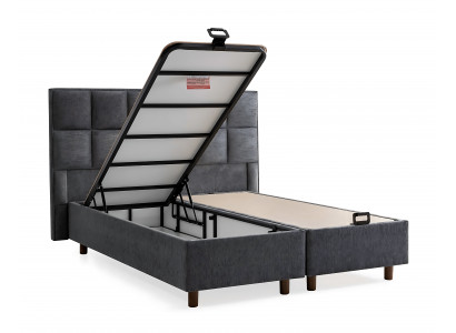Grau modernes Bett mit Matratze aus Textil und Holz