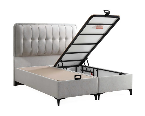 Weißes modernes Bett mit Matratze aus Textil und Holz