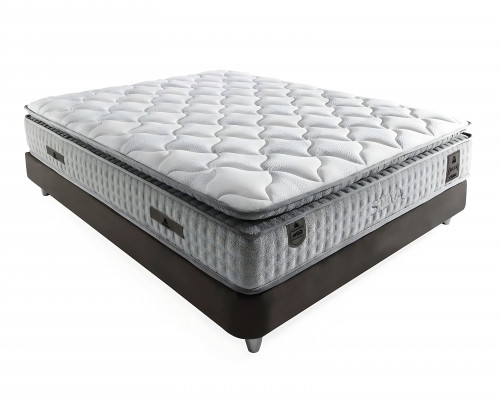 Weißes modernes Bett mit Matratze aus Textil und Holz