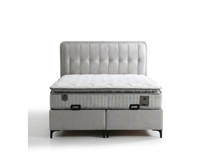 Weißes modernes Bett mit Matratze aus Textil und Holz