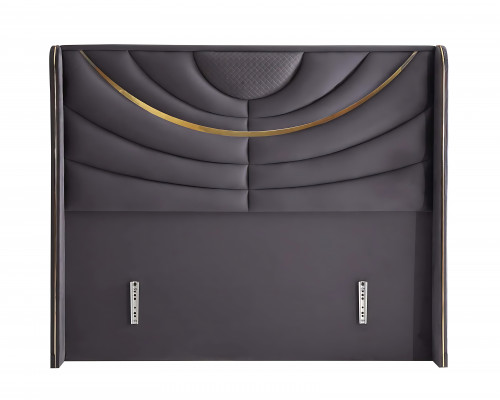 Elegantes graues Bett mit Matratze aus Textil und Holz