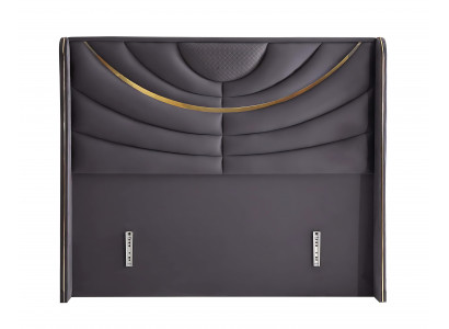 Elegantes graues Bett mit Matratze aus Textil und Holz