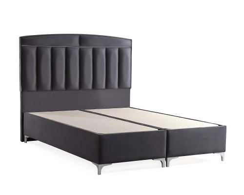 Modernes graues Bett mit Matratze aus Textil und Holz