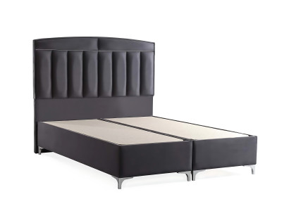Modernes graues Bett mit Matratze aus Textil und Holz