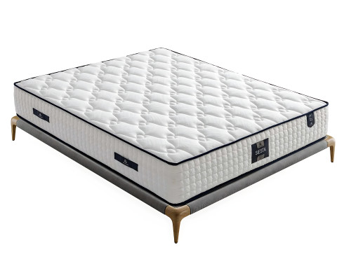 Modernes graues Bett mit Matratze aus Textil und Holz