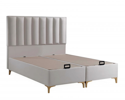 Elegantes Bett mit Matratze aus Textil in Beige