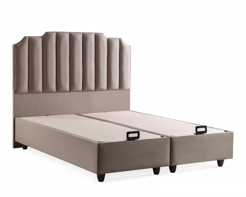 Elegantes Bett mit Matratze aus Textil in Beige für modernes