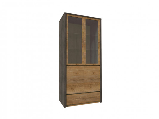 Buffetová vitrína do kuchyně se zásuvkou a skleněnými policemi