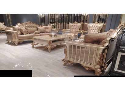 Sofagarnitur 3+3+1+1 Sitzer Couchtisch Sofa Sessel Sofas Stoff Luxus Set 5tlg