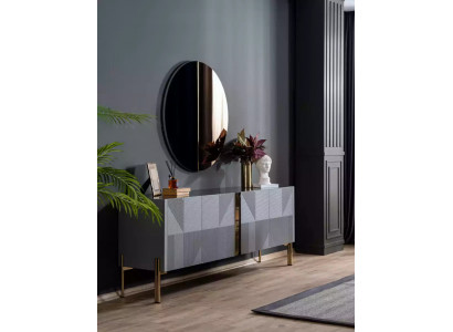 Sideboard Spiegel Set Italienischer Stil 2tlg. Wohnzimmer Holz Kommode Schrank