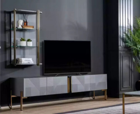Wahnsinnig schickes Modern Designer Wohnzimmer-TV-Kommode in Aschgrau