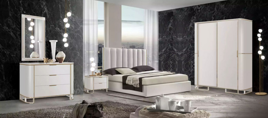 Bett 2x Nachttische Kommode 6tlg.Schlafzimmer Set Design Luxus neu