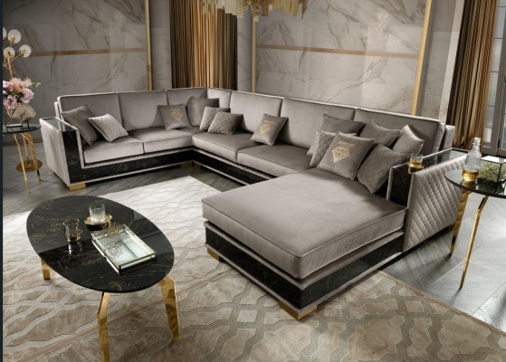 Wohnlandschaft Ecksofa U-Form Couch Sitz Polstersofa Sofas Möbel Sofa Italien