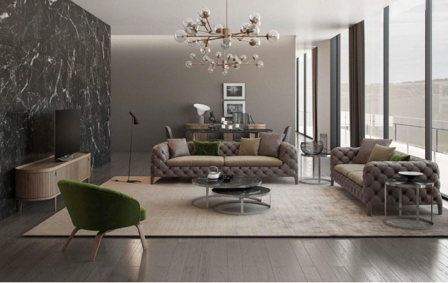 Chesterfield Sofagarnitur Viersitzer Sofas Luxus Couchen Sessel Möbel Sofa