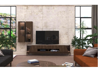 Wohnzimmermöbel Wohnwand Hängeregale Sideboard Braun Luxus Holzmöbel