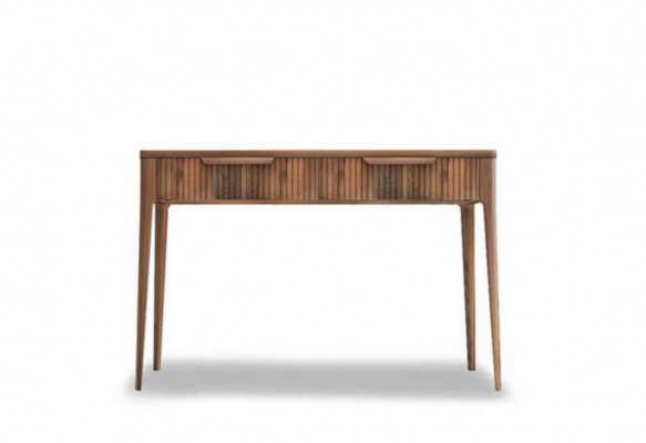 Holz Konsolentisch Ablagetisch Walnuss Natur - Toros Schwarzer Marmor