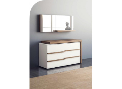 Weiße Luxus Kommode Mit Spiegel Modernes Walnuss Natur Design Neu