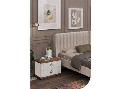 Weißer Nachttisch mit Schubladen Holzmöbel Moderne Luxus Schlafzimmermöbel