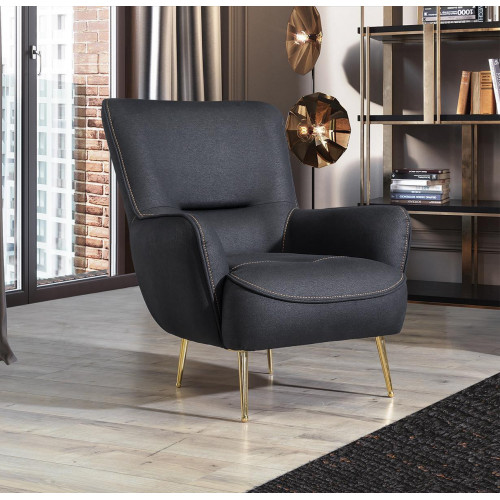 Design Textil Sessel Wohnzimmer Lounge Luxus Stuhl Design Möbel Schwarz