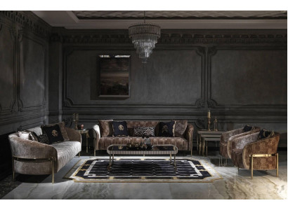 Sofagarnitur Dreisitzer Sessel Beige Stoffsofa Polstersofa Sofa Modern