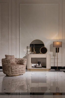 Sofagarnitur Sofa 3 Sitzer Sessel Couchtisch Kommode Beige Stoff 5tlg