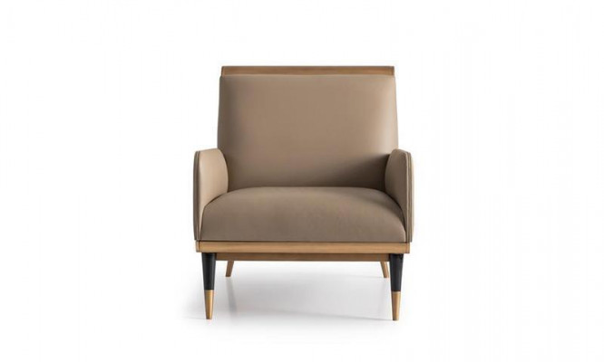 Sessel Einsitzer Sitzer Luxus Clubsessel Beige Kunstleder Wohnzimmer