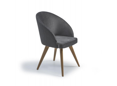 Designer Luxus Esszimmer Stuhl mit Armlehnen Grau Modern Polstersitz