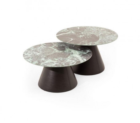  Stilvoller 2x Couchtische mit Porzellanplatte in braun Farbe Wohnzimmer