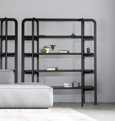  Stabiles Holzllregal Schwarz im Industrial Design mit Vintage-Charme