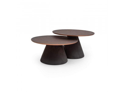  Skandinavische Holz-Couchtische, 2er-Set, minimalistisch