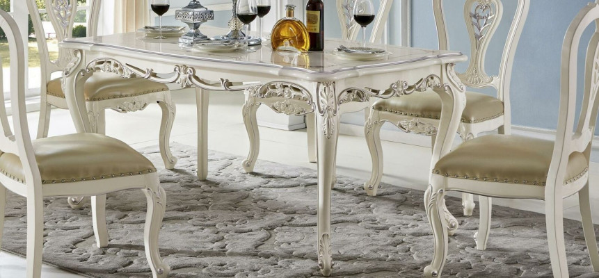 Barock Klassische Esszimmer Garnitur Stühle Essgruppe 6x Lehnstuhl Massivholz