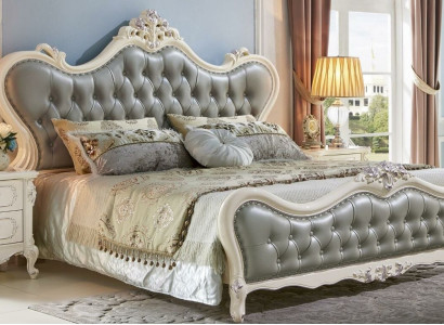 Bett Design Nachttisch 3 tlg. Schlafzimmer Set Modern Luxus Leder Massivholz