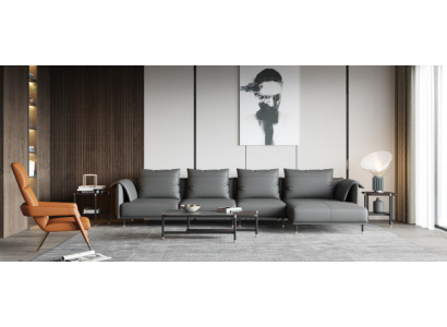 Ecksofa Garnitur Couch Grau Leder L Form Sofa Couchen Design Polster