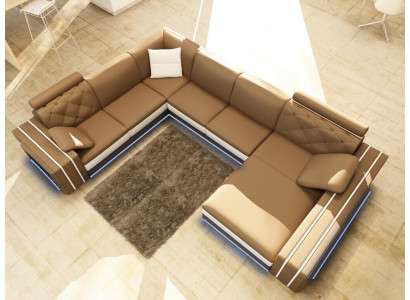 XXL Big Wohnzimmer Sofa Ecksofa Eck Couch Sitz Garnitur Leder Sofas