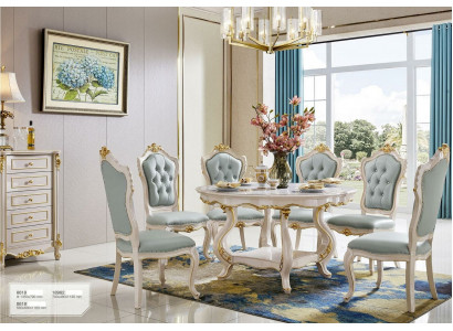 Klassischer Esstisch Massivholz Esszimmer Garnitur 6x Stuhl Set Stühle Lehn 7tlg