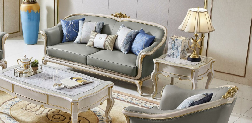 Ledersofa 3 2 Sitzer Set gepolstertes Sofa Designersofa Massivholz